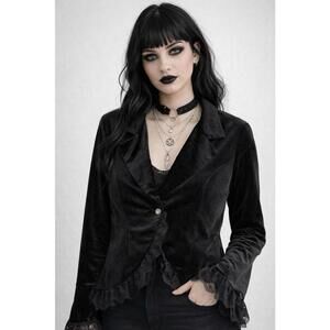 Scarlet Darkness jacket womens XL black velvet lace corset back goth vampire
